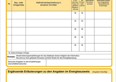 Seite 4 eines Muster Energieausweises für Gebäude.