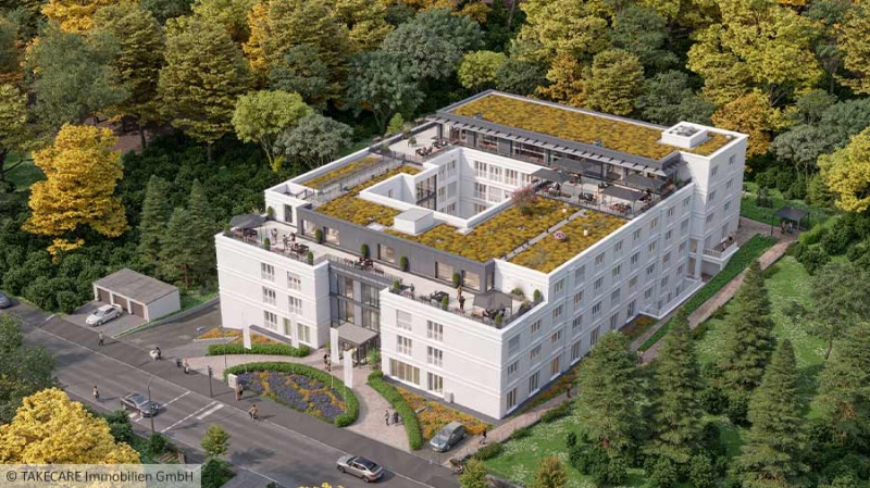 Luftbild von den Pflegeimmobilien in der Seniorenresidenz Philosophenweg in Wetzlar,