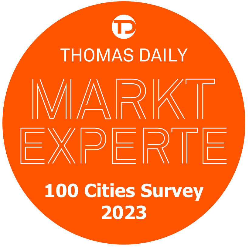 Das Thomas Daily Marktexperte 2023 Siegel für VINCENTINI Immobilien.